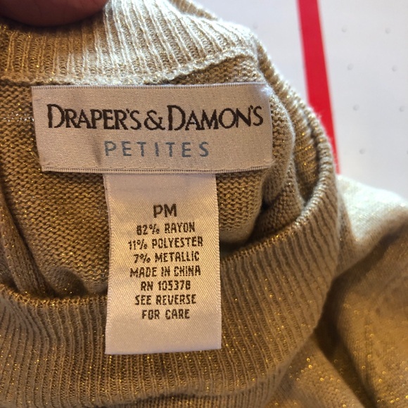 Draper’s & Damon’s Petites Metallic Gold Sweater - Picture 6 of 7